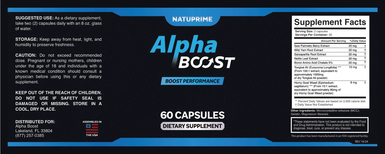 Alpha Boost Product Label